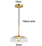 luminaire suspension verre moderne doré transparent brillant câble noir chambre salon éclairage nordique chambre