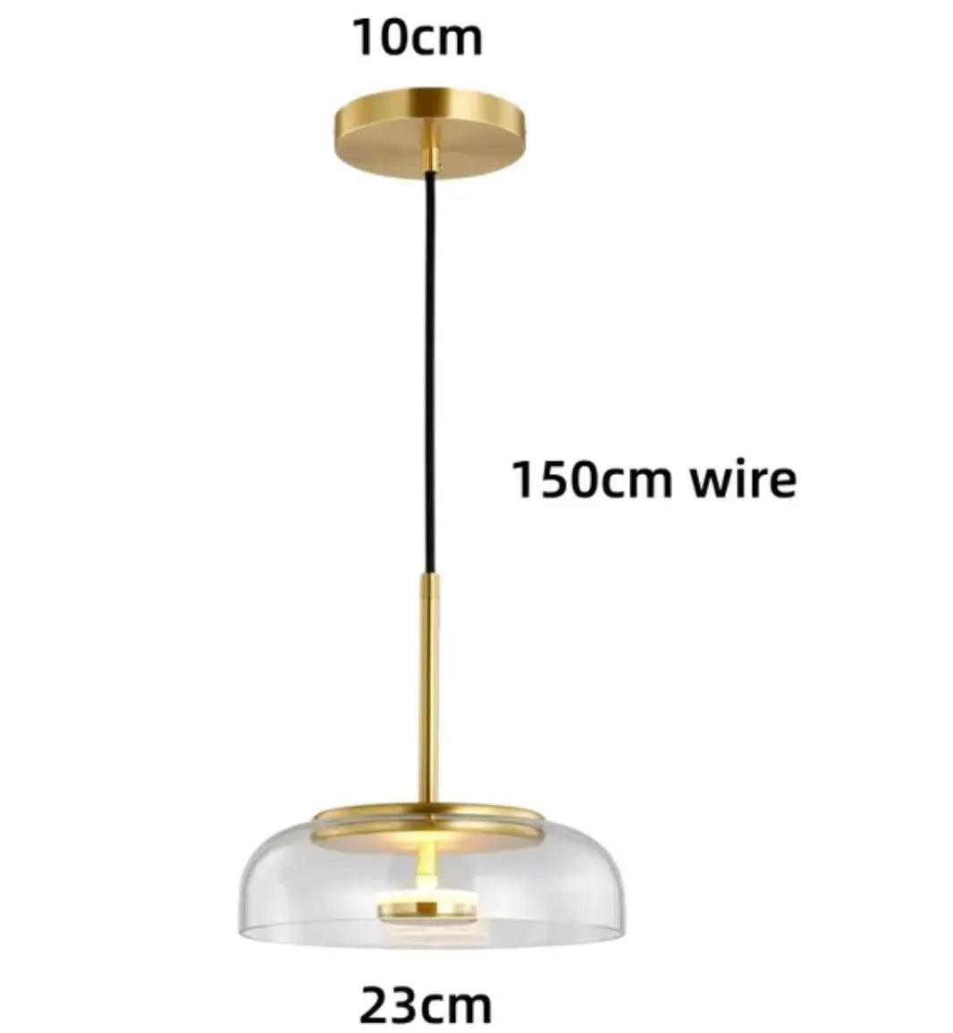 luminaire suspension verre moderne doré transparent brillant câble noir chambre salon éclairage nordique chambre