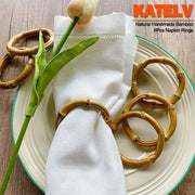 anneaux serviette bambou naturel main rustique champêtre table decoration boissons six pièces
