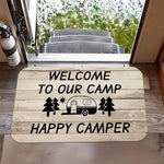 tapis sol camping décoratif motif chien arbres bienvenue extérieur intérieur antidérapant coton beige