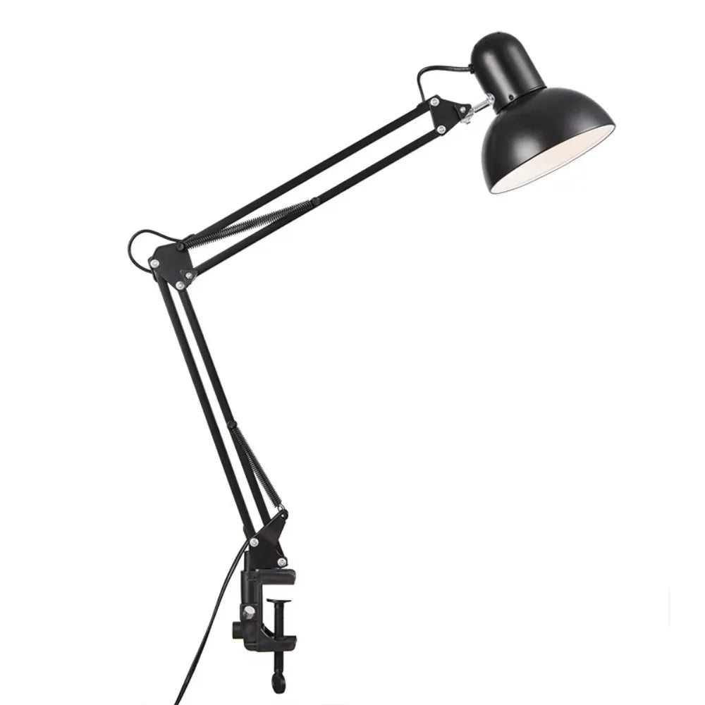 lampe moderne articulée noir blanc flux lumineux faible clip table flexible étude chambre