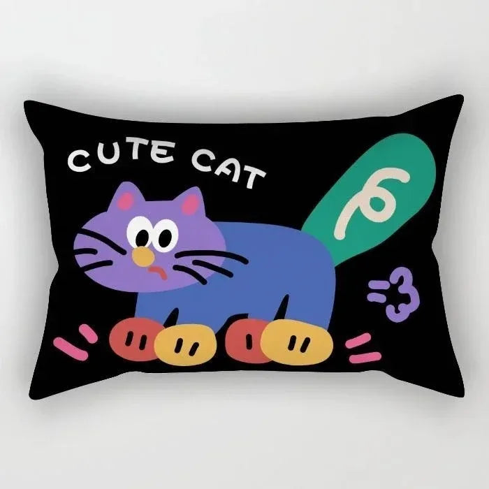 taies d'oreiller kawaii rayées chats chiens moderne enfants chambre decoration maison 30x50cm 40x60cm 50x70cm