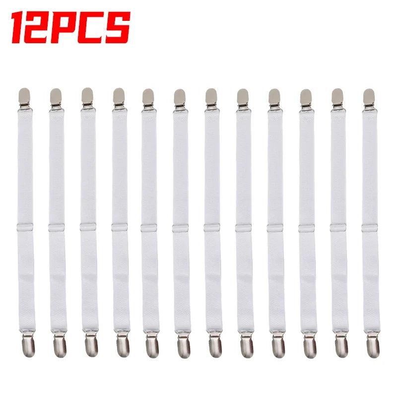 clips draps noir blanc rayures horizontales élastiques anti glisse support couverture moderne chambre