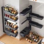 étagère murale modulable gris contemporaine imperméable multiple compartiments cuisine adhésive organisatrice ustensiles aliments bouteilles