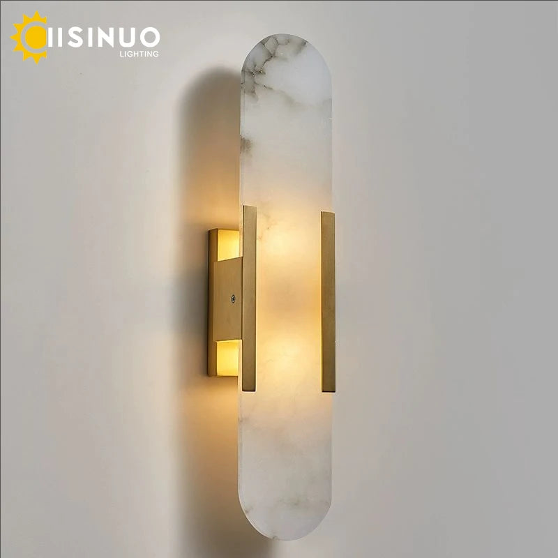 lampe murale moderne marbre blanc doré fixée chambre cuisine salle manger
