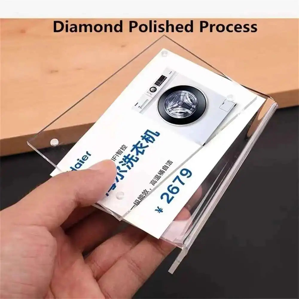 support panneau acrylique transparent moderne clips inclusion table affichage étiquettes prix square soft plastic