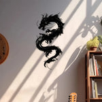 décoration murale autocollant dragon noir art contemporain chambre salon jardin balcon