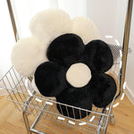 coussin fleurs stylisées blanc noir velours moderne coton polyester siège décoration maison anti décubitus