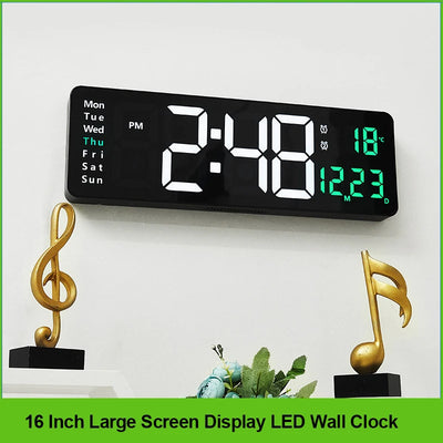 Horloge murale numérique 16 pouces couleur blanche avec affichage LED