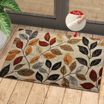 tapis fleuri imperméable polyester non glissant salon entrée moderne naturel