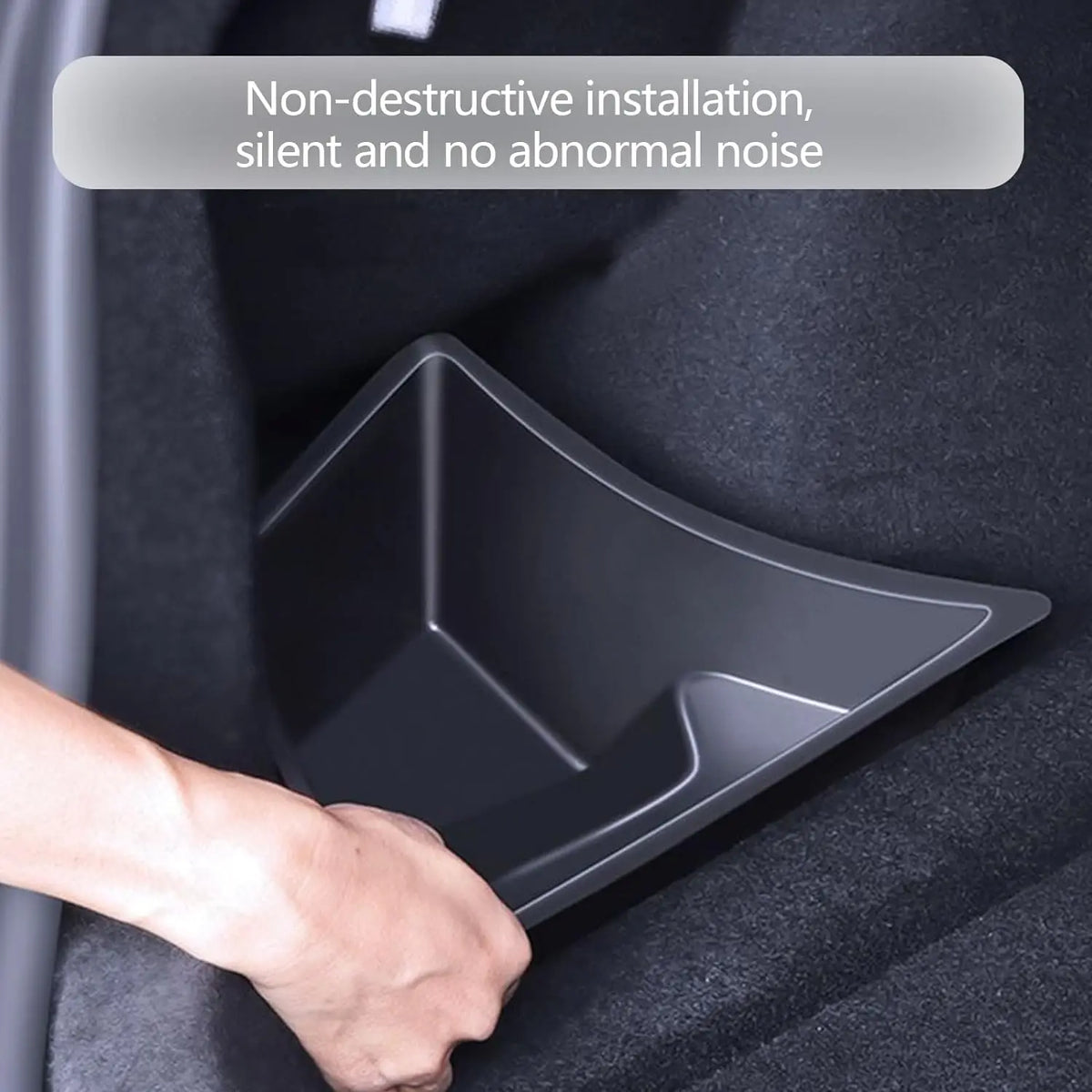 organisateur coffre arrière boîtes rangement tapis sol tesla model noir duveté opaque moderne minimaliste
