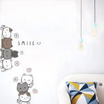 sticker mural cartoon chats gris blanc rose bleu smile decoration intérieure salon chambre enfant