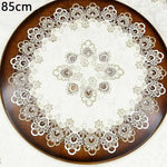 nappe ronde dentelle fleur scintillante élégante vintage romantique blanc beige semi transparente 40 50