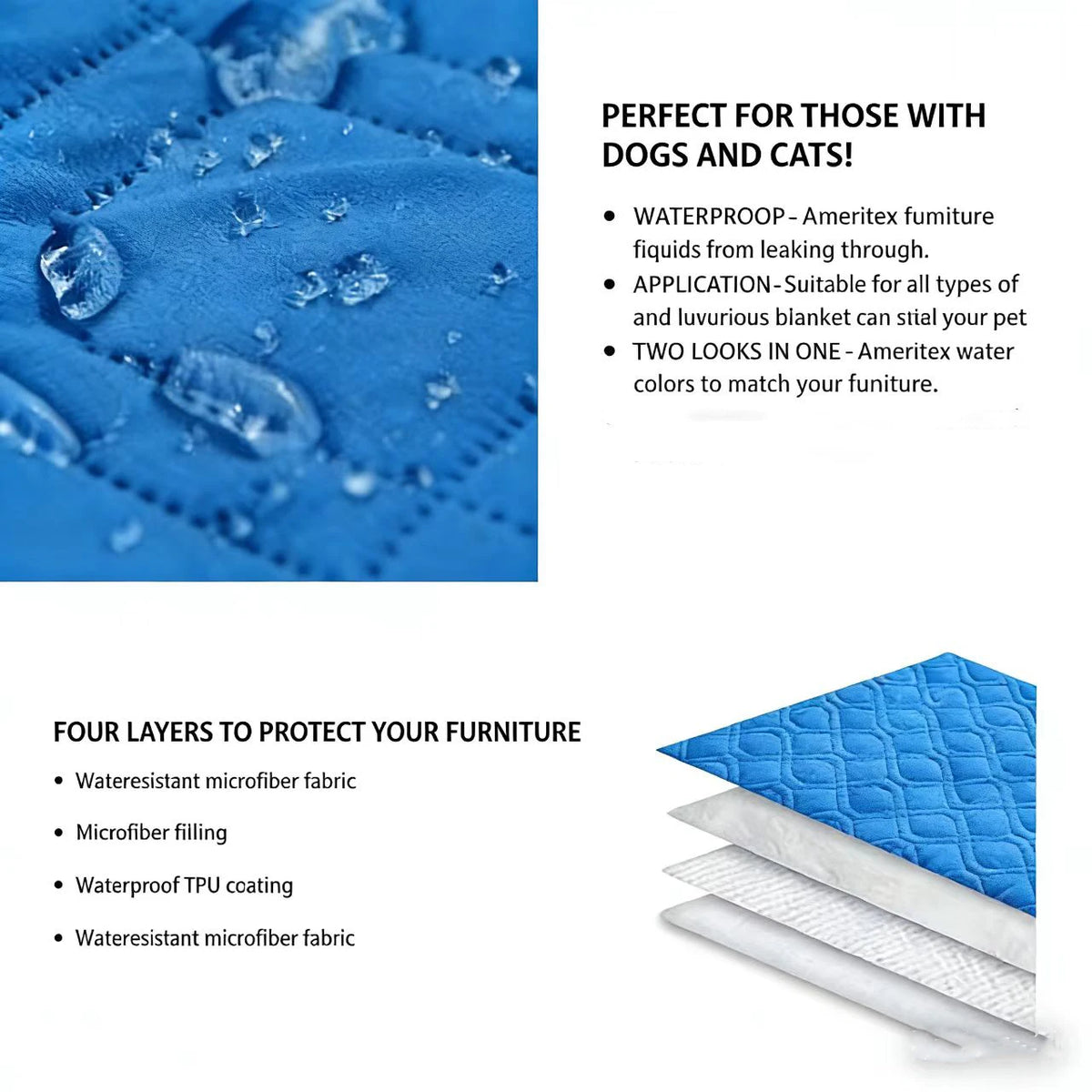 protège matelas imperméable bleu marine quilté moderne microfibre tpu coton bambou résistant absorption lavable