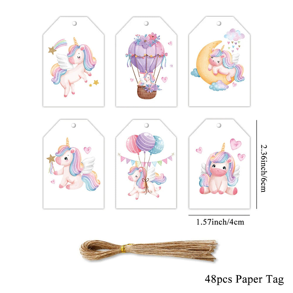 décoration fête licorne stickers autocollants toppers cupcakes bannières étiquettes colorées enfants illustrations