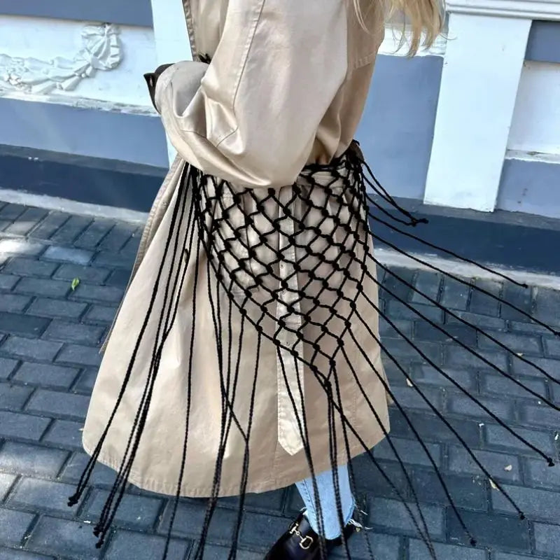 ceinture tissée franges vert olive blanche boho chic femme ACCESSOIRE JUPES MODE ETHNIQUE ANCIENT