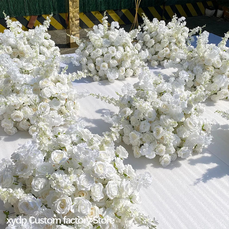 guirlande fleurs artificielles roses blanches decoration mariage anniversaire exterieur blanc