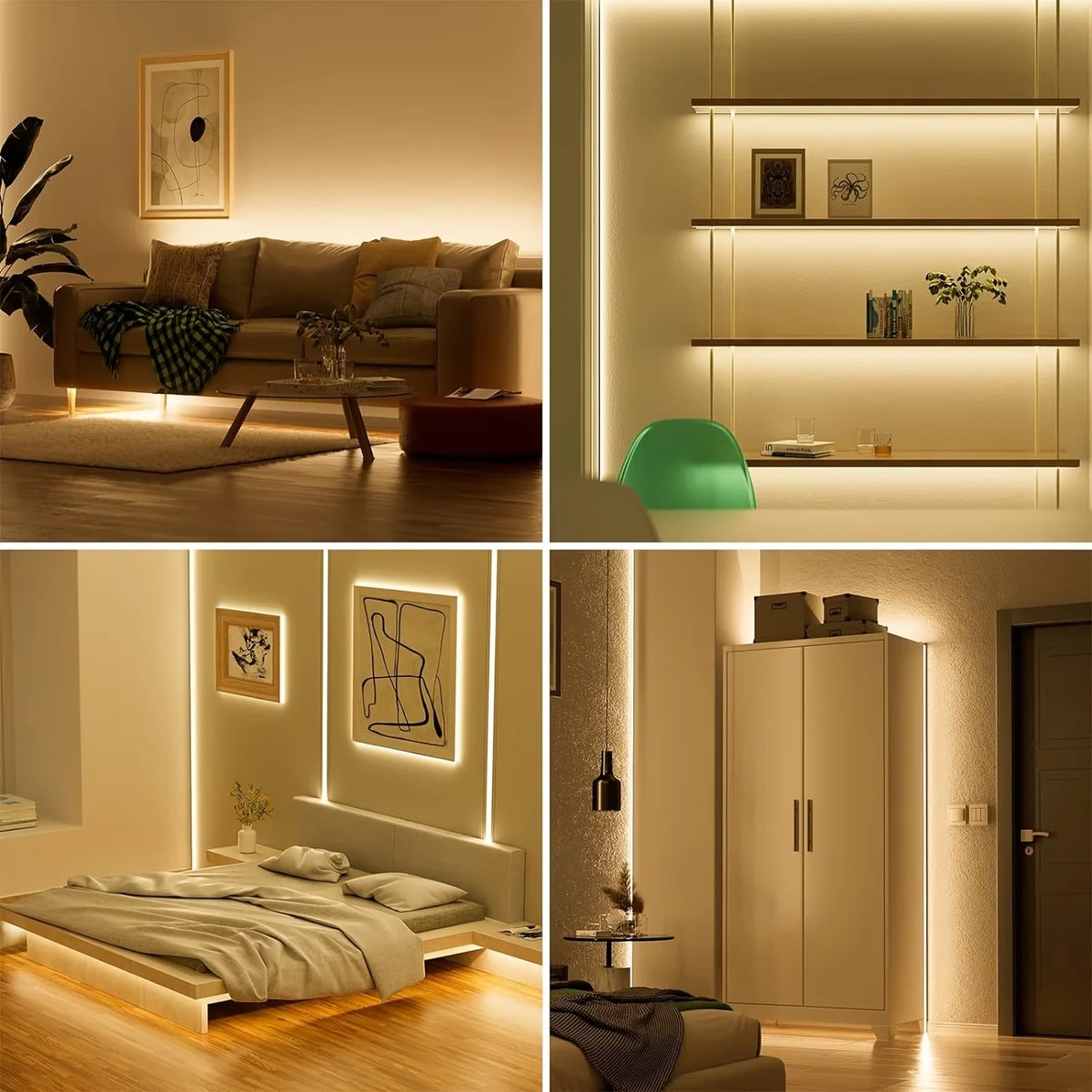 ruban led flexible blanc adhésif moderne éclairage intérieur décoration salon autoadhésif continu opaquet