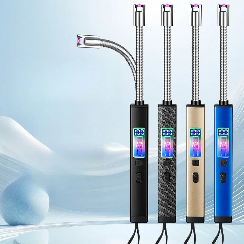 igniteur flamme pulsée électrique moderne fibre carbone windproof cigar lighter accessoire fumeur masculin cadeau