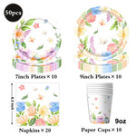décoration fête anniversaire enfants guirlande happy birthday assiettes serviettes gâteau tasses bonbons floral papillons