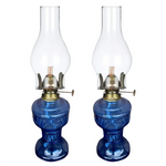 lampe huile bleue ancienne verre opaleux intérieur décoration maison éclairage rustic vintage