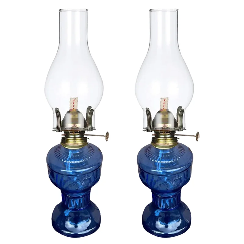 lampe huile bleue ancienne verre opaleux intérieur décoration maison éclairage rustic vintage