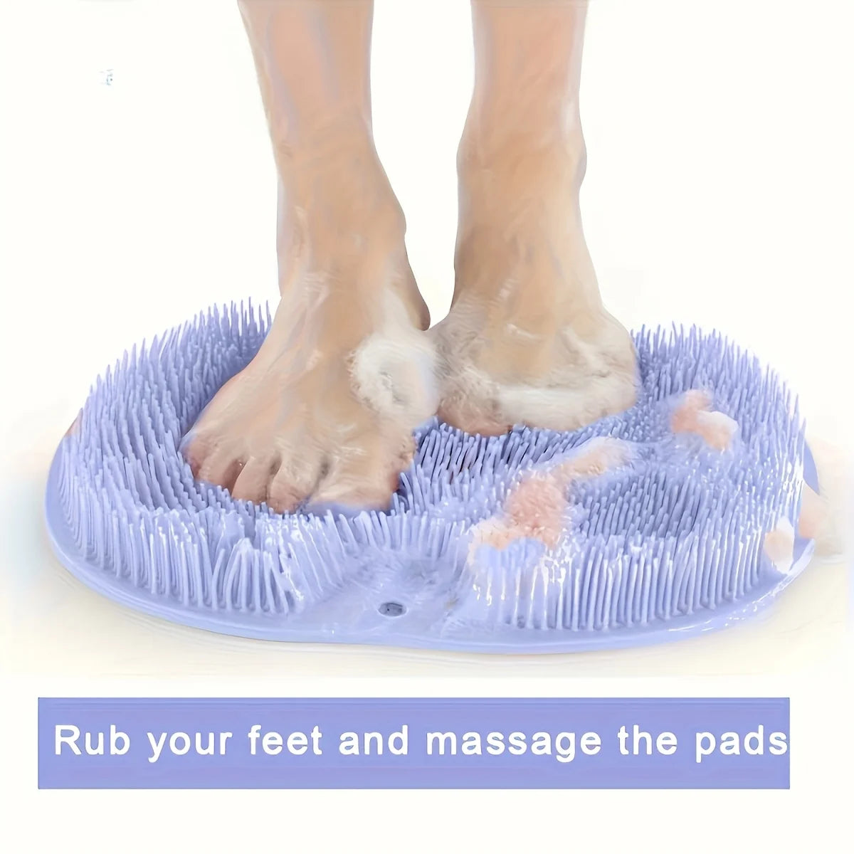 tapis bain texturé picots bleu lavande ventouses adhésives utilitaire maison massage pieds cleansing sponge