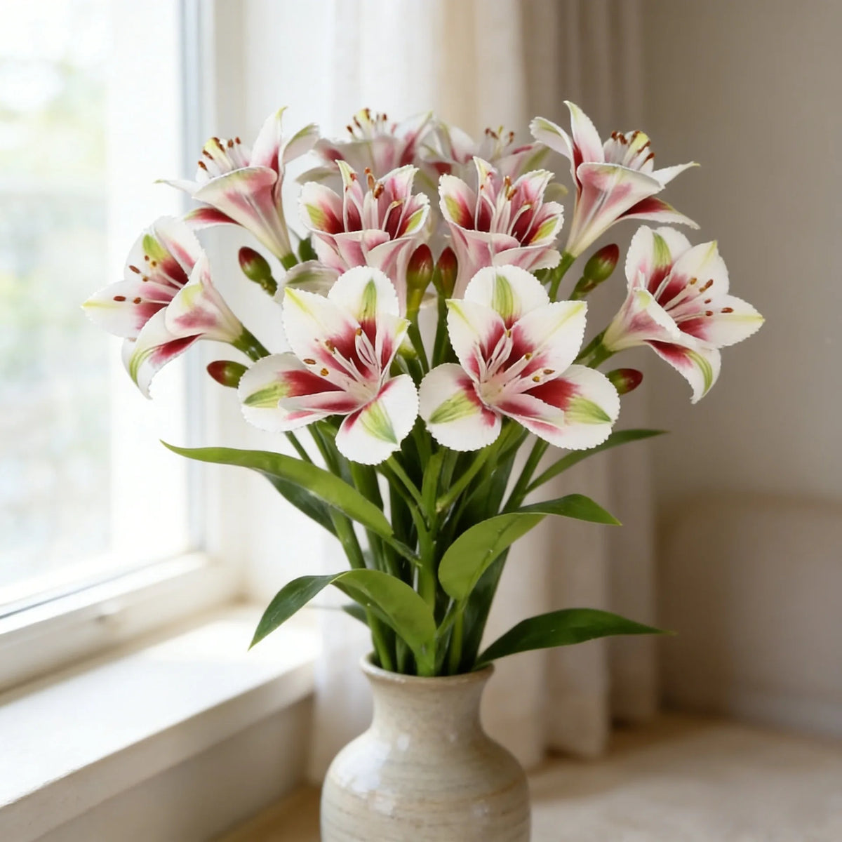 décoration intérieure moderne bouquet narcisses artificiels jaunes blancs orange vase