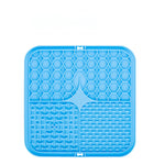 tapis léchage animal silicone antidérapant trous réguliers surface rugueuse moderne vert bleu