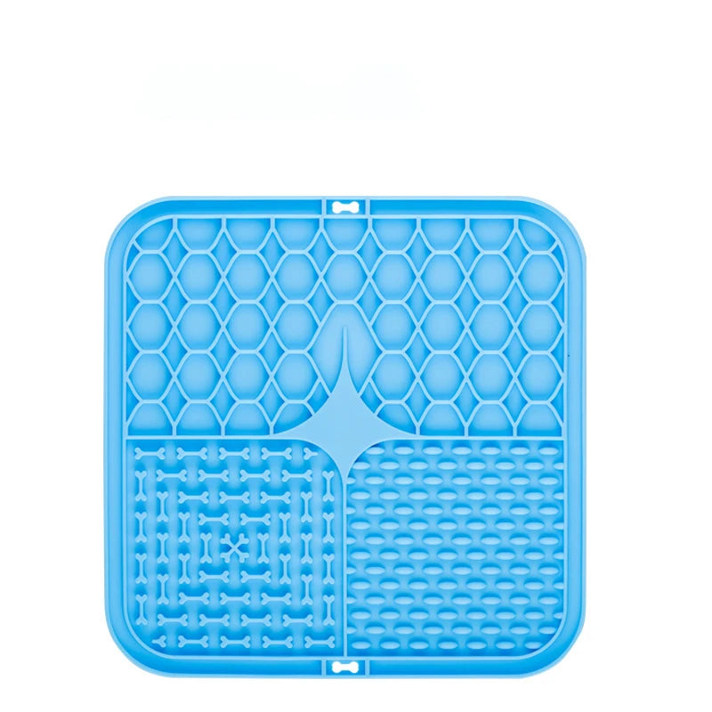 tapis léchage animal silicone antidérapant trous réguliers surface rugueuse moderne vert bleu