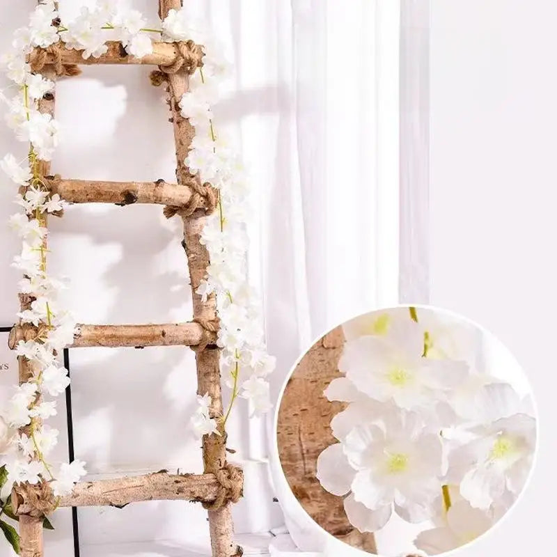 guirlande fleurs artificielles rose clair 1m8 décoration romantique intérieur 135 fleurs rangée