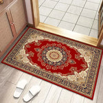 tapis sol vintage motif mandala floral rouge bleu beige classique maison intérieur