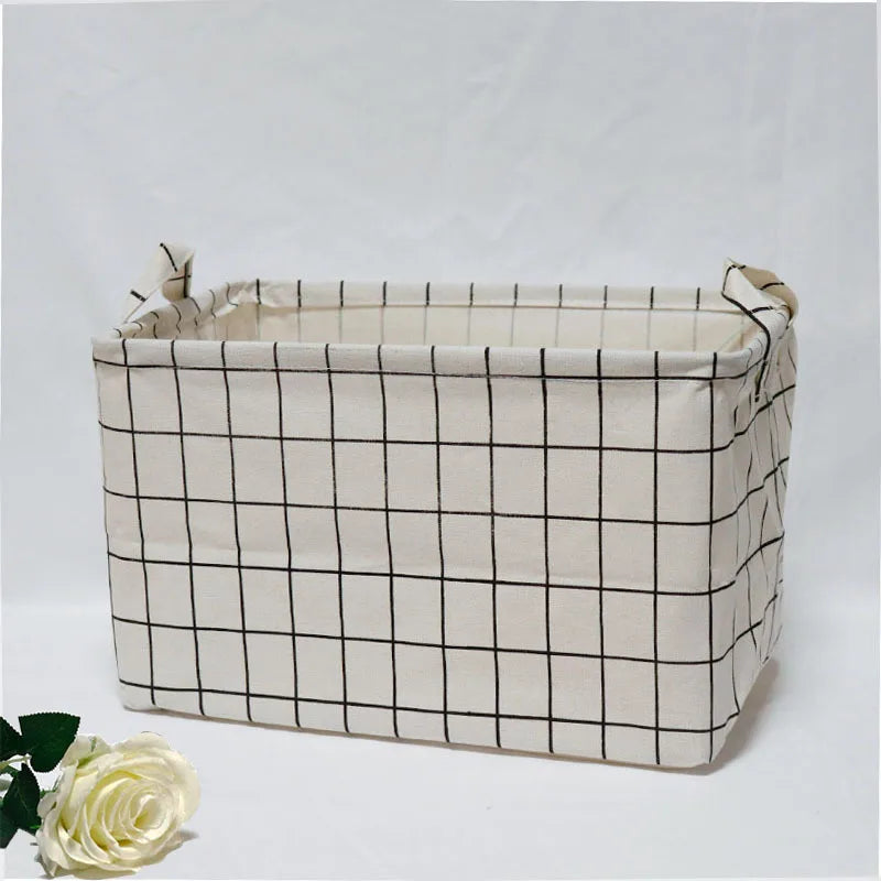 boîte rangement pliable tissu lin motif animaux moderne blanc marron gris vert