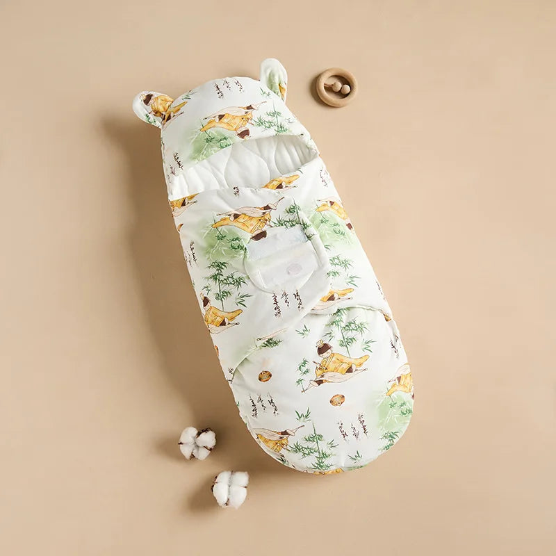 Sac couchage bébé fleurs animaux coton doux blanc rose pâle vert clair zip confortable