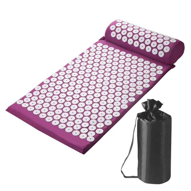 tapis massage acupression relaxation points blancs vert violet bleu moderne ergonomique sac transport