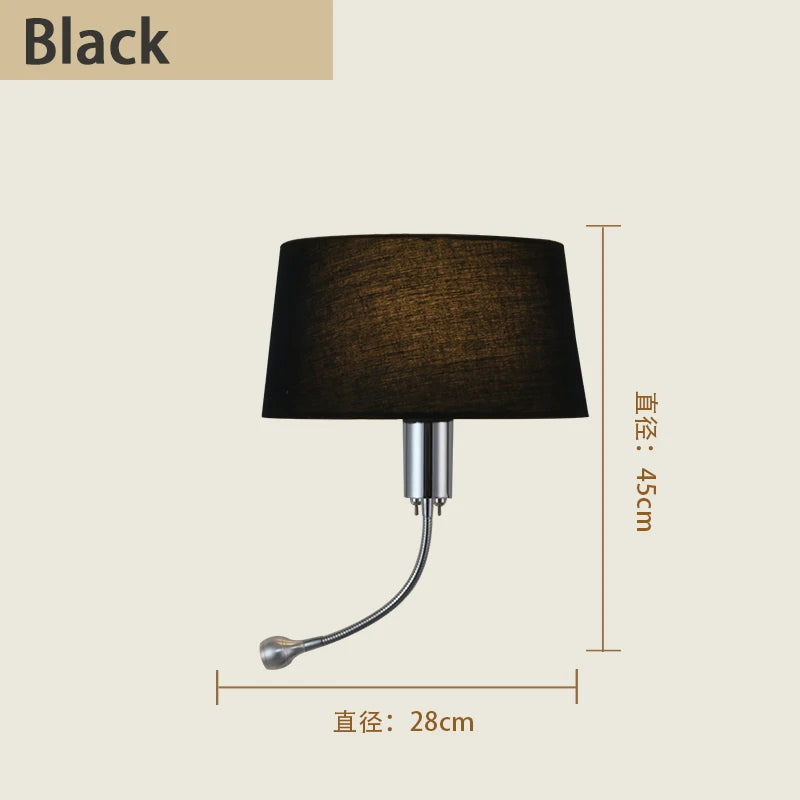 lampe murale moderne abatjour tissu texturé beige clair noir minimaliste fixée mur chambre coucher