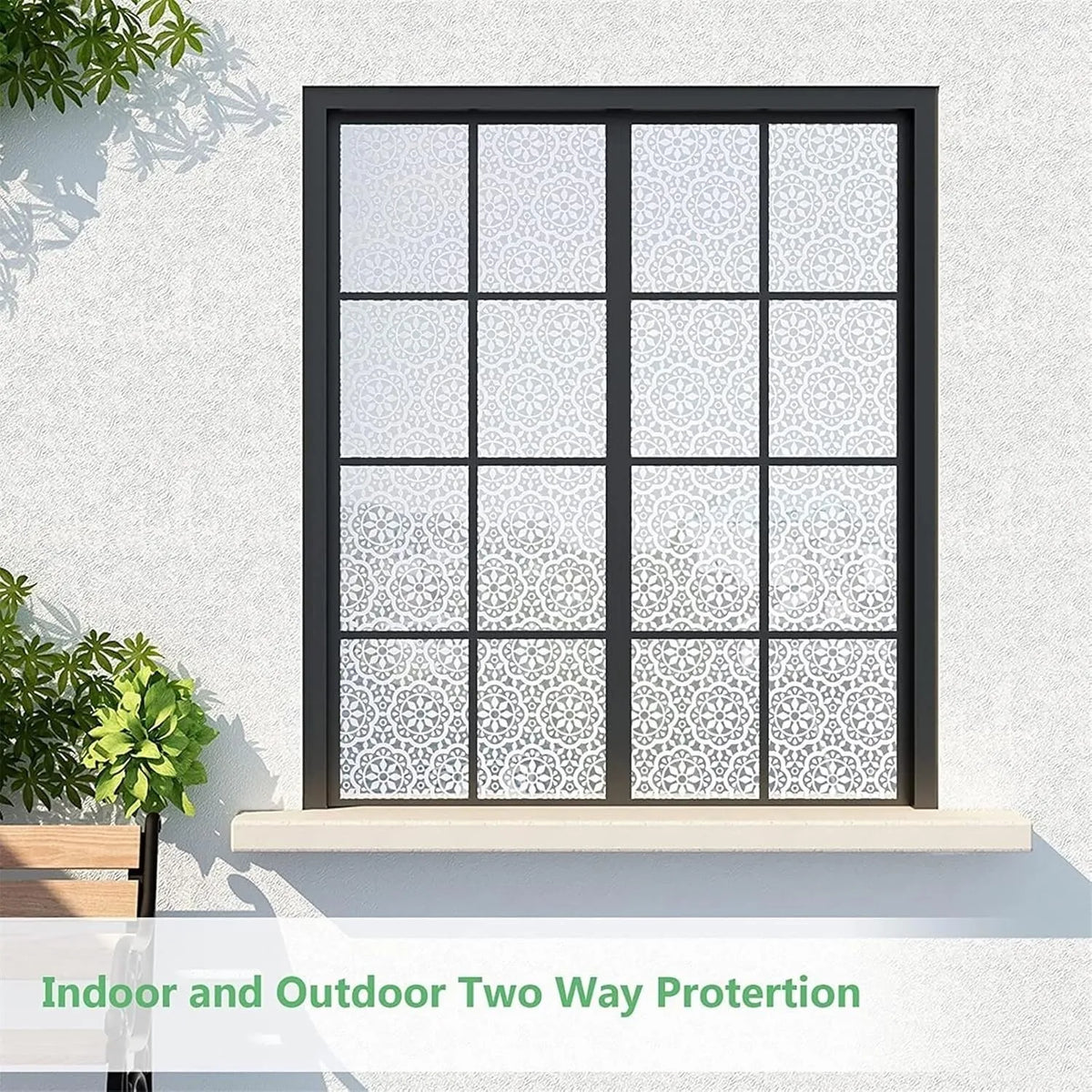 film fenêtre décoratif moderne motif géométrique blanc adhésif isolation thermique uv protection thermique