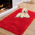 tapis rouge uni peluche moderne 50x80cm confortable antidérapant chambre salon vestibule