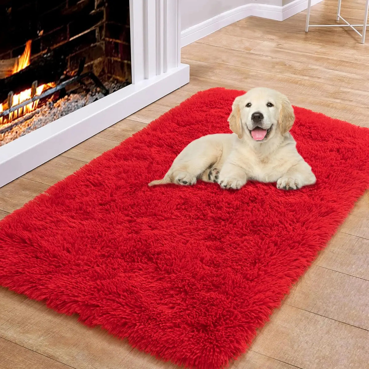 tapis rouge uni peluche moderne 50x80cm confortable antidérapant chambre salon vestibule