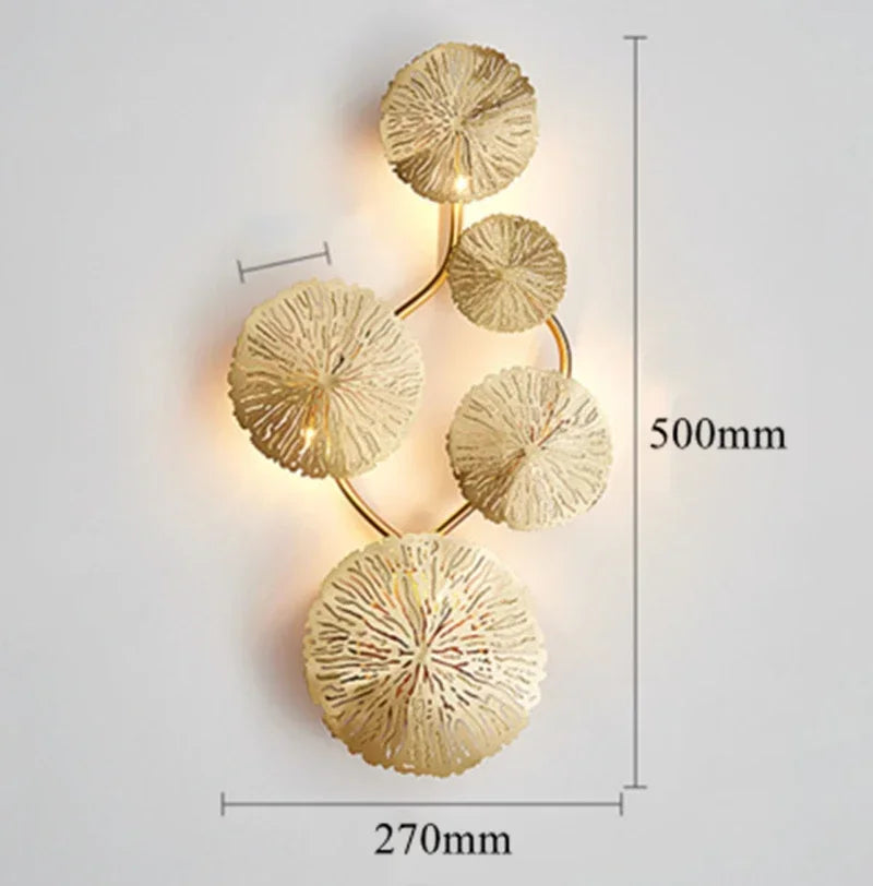 applique murale moderne dorée relief corail loft éclairage led chambre salle bain lumières