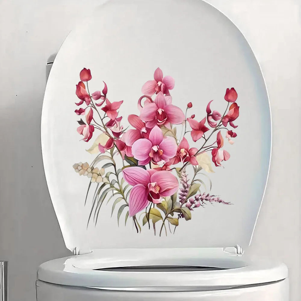 autocollants mural fleurs bouquet rose blanc vert adhésifs décoration moderne chambre salon entrée