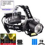 lampe frontale rechargeable zoomable led noir gris blanc affichage numérique bouton mode sensoriel camping