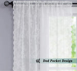 rideau blanc broderie florale polyester transparent classique oeilletsextérieur thermique lumière