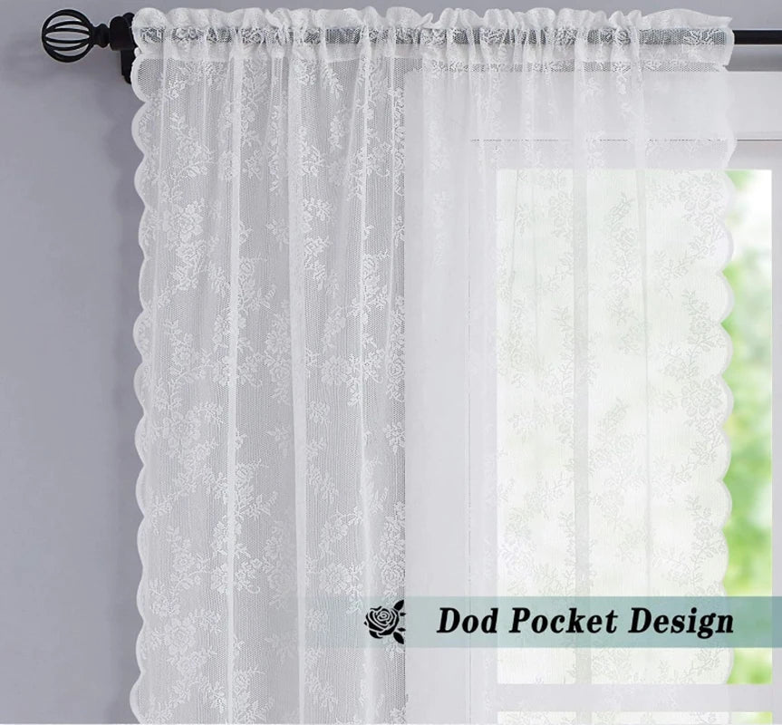 rideau blanc broderie florale polyester transparent classique oeilletsextérieur thermique lumière