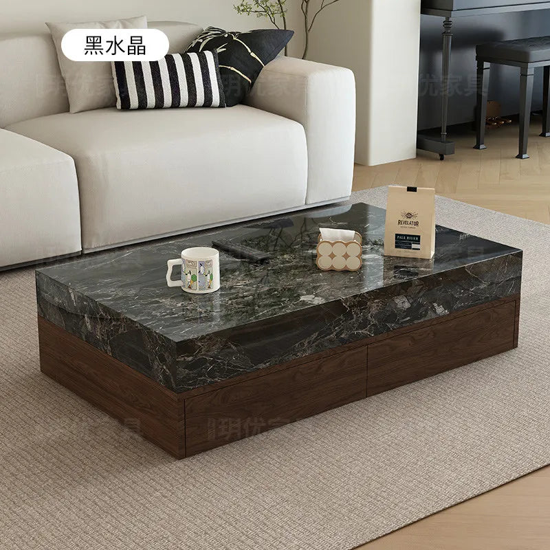 table basse moderne marbre noire minimaliste maison tasse télécommande deco 7080cm 120150cm 40cm