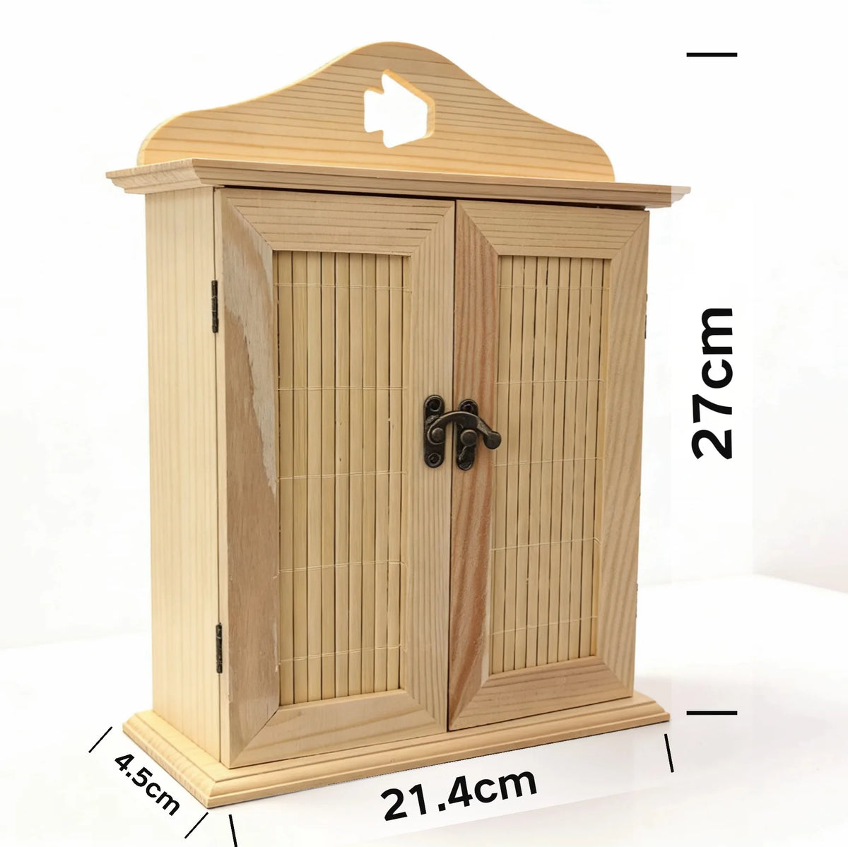 porte clés armoire murale rustique bois lattes verticales crochets clés accrochées champêtreintérieur rangement bijoux