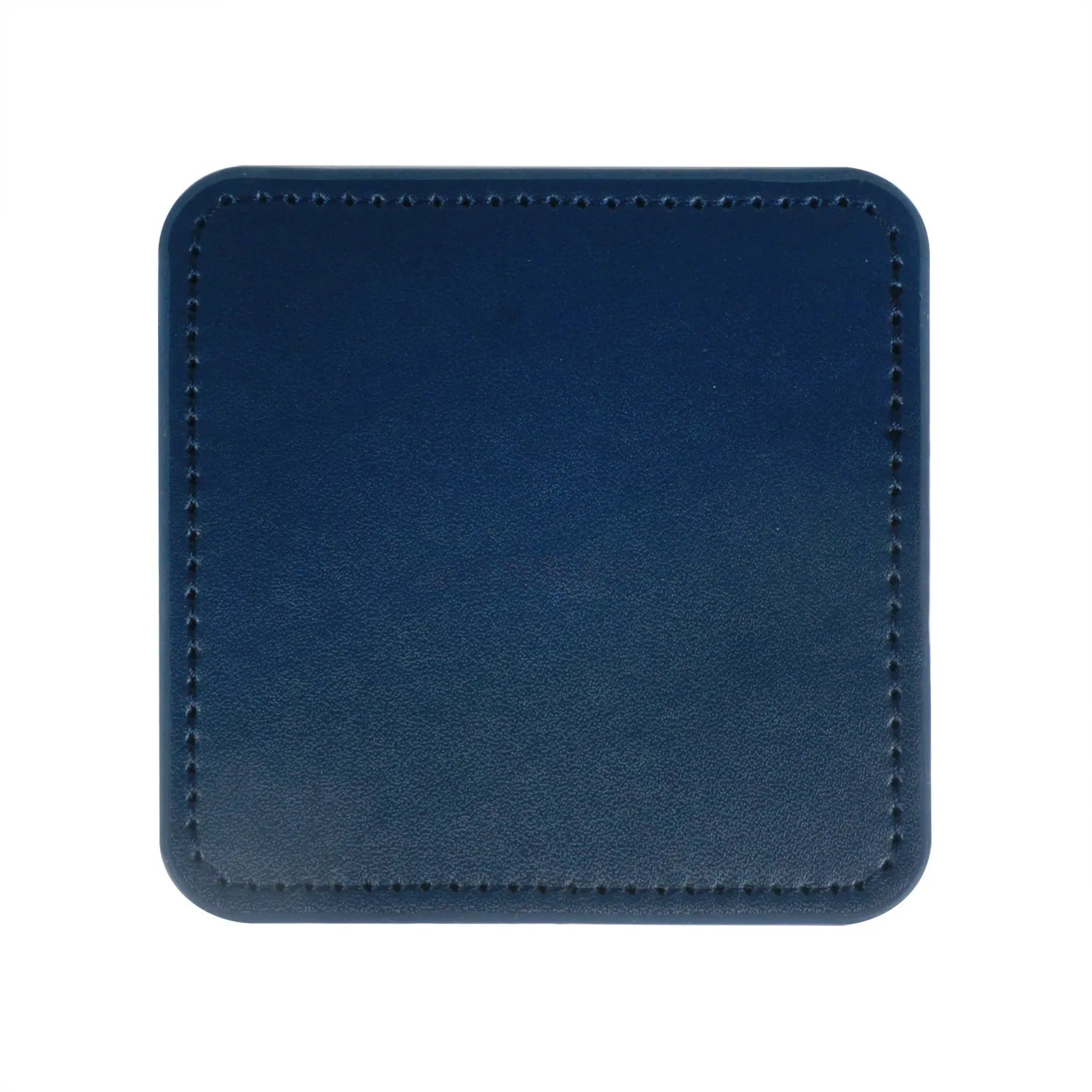 Un simple coussin de protection en cuir bleu foncé avec une couture élégante autour des bords.