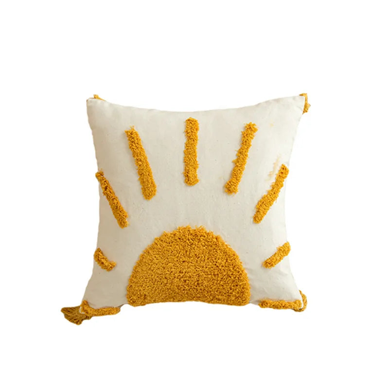 coussins décoratifs géométriques boho chic blanc moutarde tassel chambre canapé maison sans rembourrage