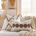 taies d'oreiller géométriques boho chic tassel beige coton polyester 45x45cm