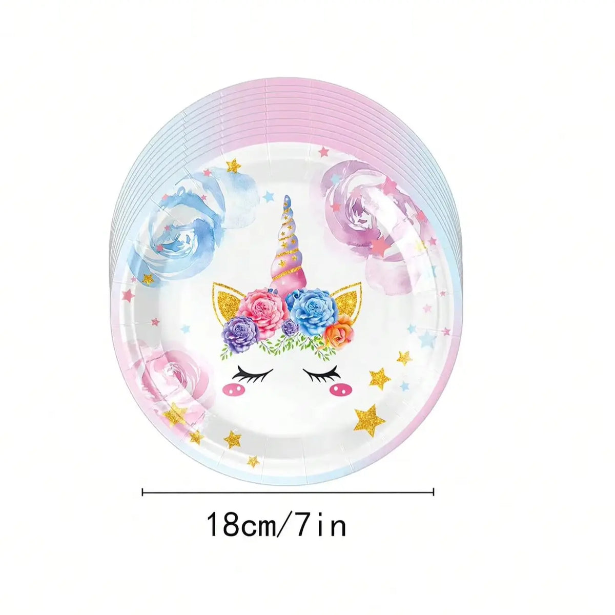 assiettes papier licorne motif fleurs étoiles anniversaire mariage enfants fêtes serviettes napkins tablecloth